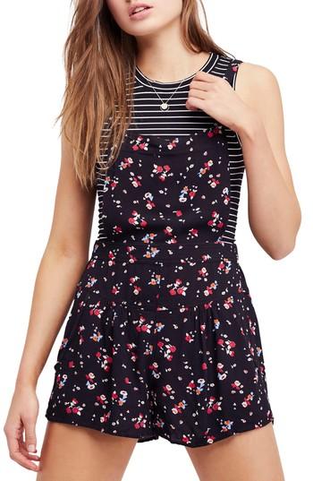 Women's Free People Sweet In The Streets Short Overalls - Black