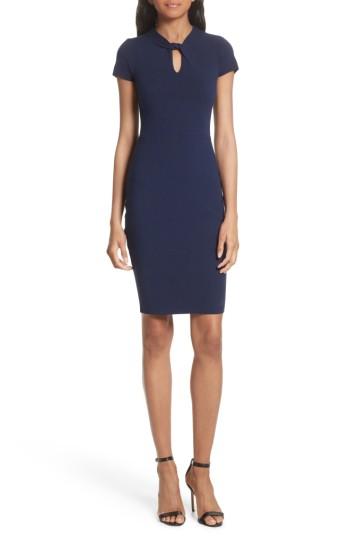 Women's Milly Twist Neck Stretch Knit Sheath Dress, Size - Blue
