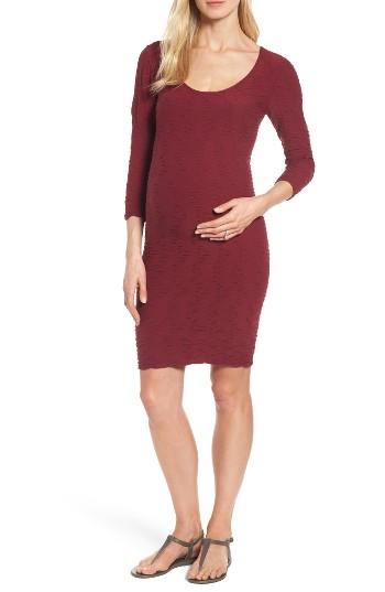 Women's Tees By Tina Crinkle Maternity Sheath Dress, Size - Red
