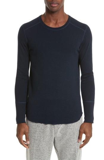 Men's Wings + Horns Slub Crewneck Sweater, Size - Blue