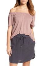 Women's Caslon Linen Blend Off The Shoulder Tee - Purple