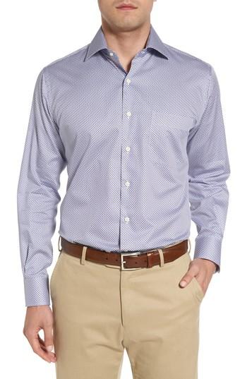 Men's Peter Millar Geometric Horizon Sport Shirt, Size - Red