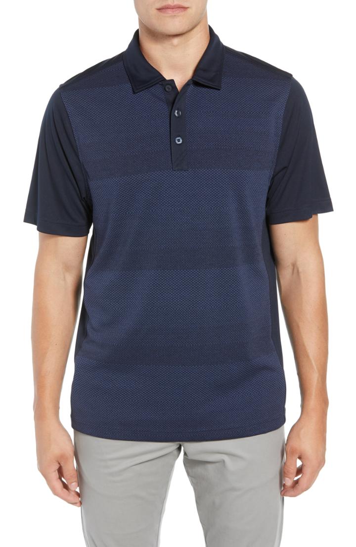 Men's Cutter & Buck Crescent Drytec Microprint Polo, Size - Blue