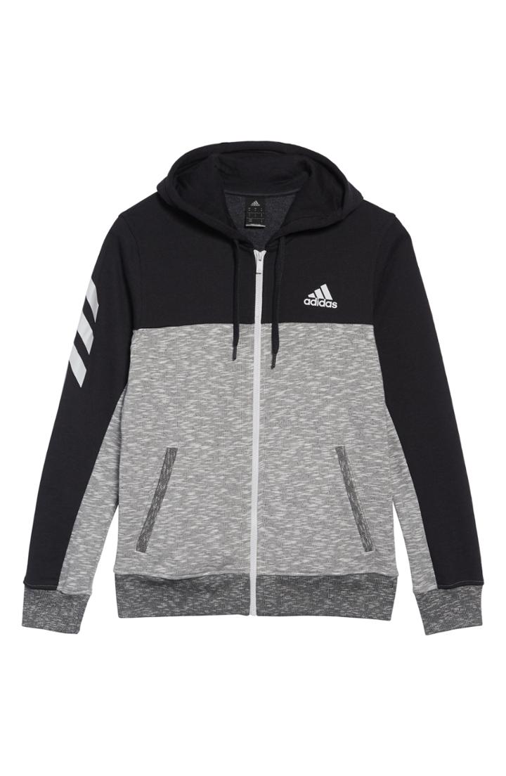 Men's Adidas Pick Up Colorblock Zip Hoodie - Black