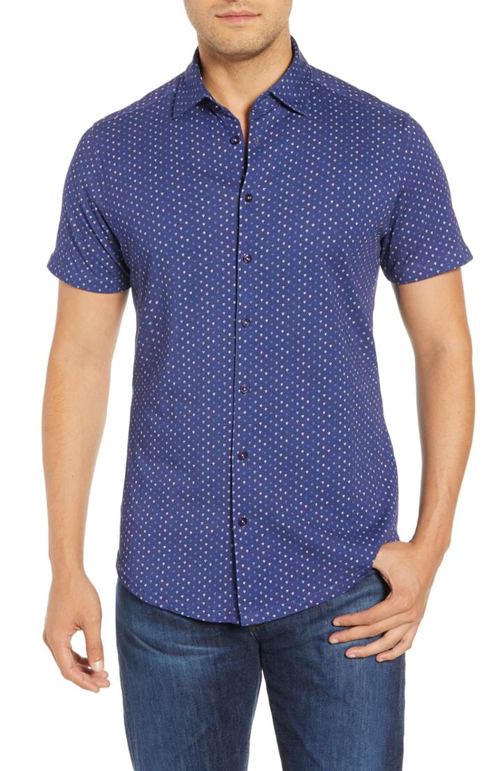 Men's Stone Rose Fit Sport Shirt, Size Small - Blue