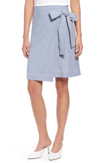 Women's Halogen Wrap Style Chambray Linen Blend Miniskirt - Blue