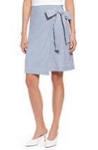 Women's Halogen Wrap Style Chambray Linen Blend Miniskirt - Blue