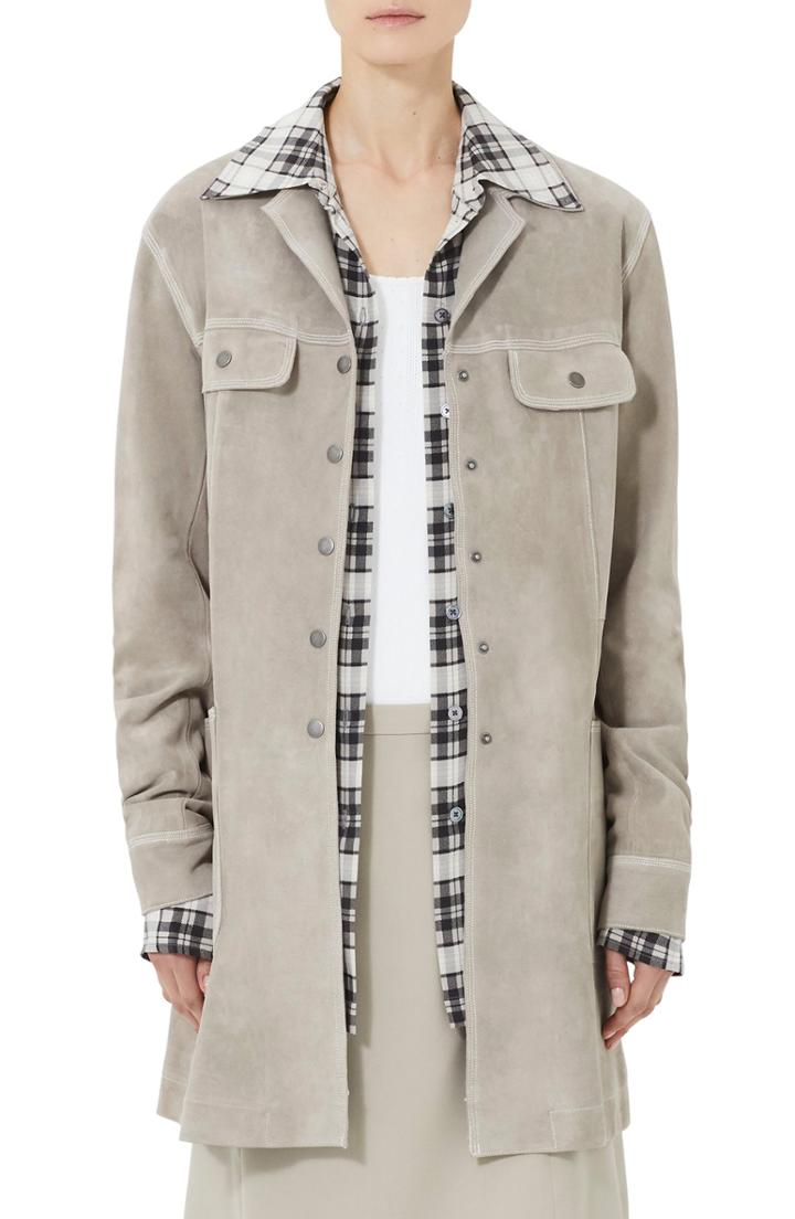 Women's Marc Jacobs Martingale Belt Suede Coat - Beige
