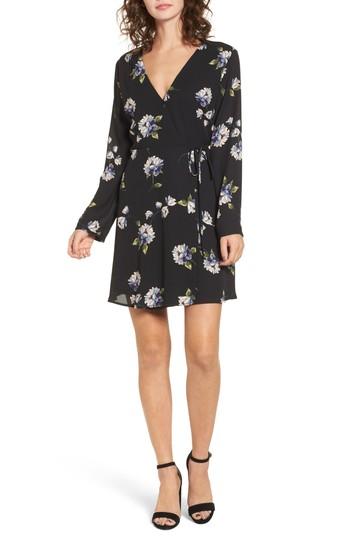 Women's Crepe Surplice Dress - Black