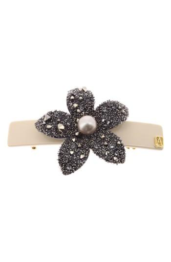 Alexandre De Paris 'flower & Strass' Barrette, Size - Beige