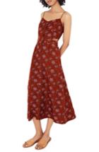 Women's Madewell Warm Paisley Cutout Camisole Midi Dress - Brown