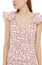 Women's Topshop Limited Edition Liberty Poppy Wrap Top Us (fits Like 0) - White