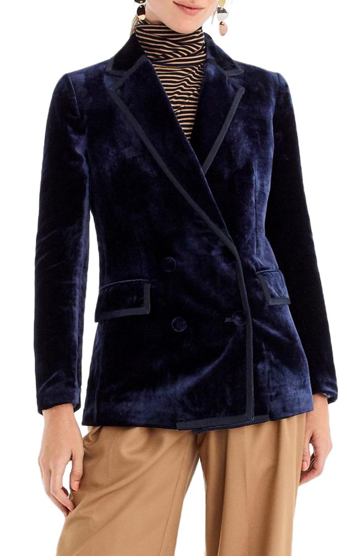 Women's J.crew Double Breasted Drapey Velvet Blazer