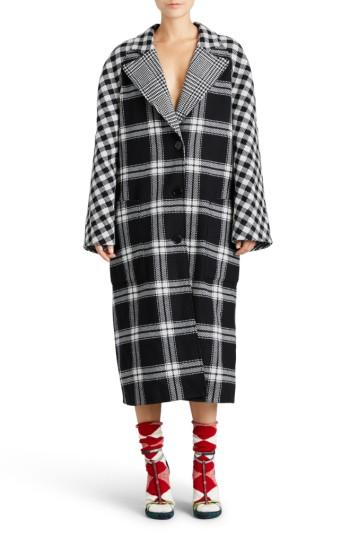 Women's Burberry Tartan Wool & Cashmere Reversible Overcoat - Black