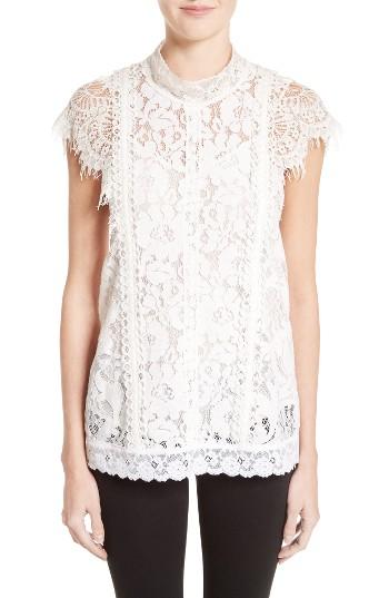 Women's Burberry Cedar Mixed Lace Top
