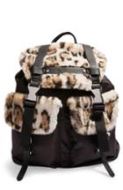 Topshop Boston Faux Fur Backpack - Beige