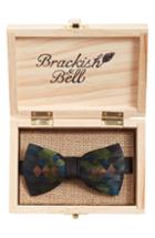Men's Brackish & Bell Shadow Fox Feather Bow Tie, Size - Blue/green