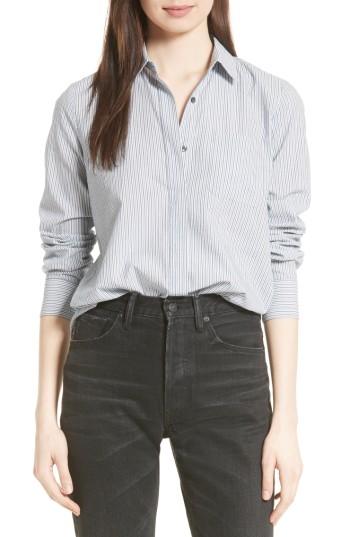 Women's Vince Mix Stripe Silk Shirt