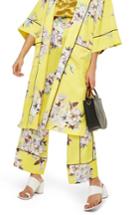 Women's Topshop Heron Pajama Wide Leg Trousers Us (fits Like 0) - Yellow