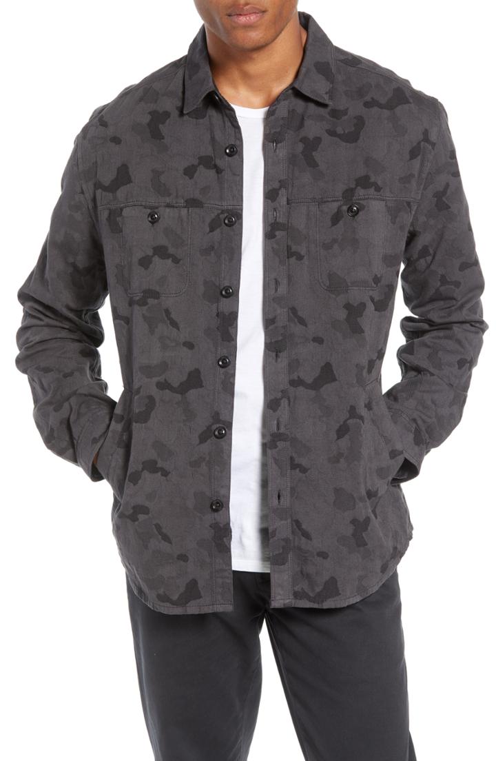 Men's Life/after/denim Camouflage Slim Cotton Jacquard Shirt Jacket, Size - Grey