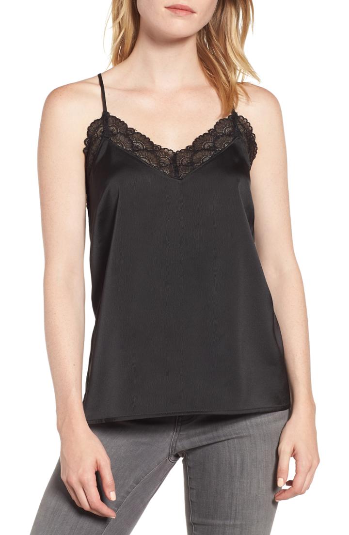 Women's Gibson X Living In Yellow Betty Lace Trim Camisole, Size - Black