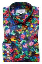 Men's Eton Slim Fit Tropical Dress Shirt