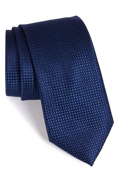 Men's Nordstrom Men's Shop 'nate' Solid Silk Tie, Size - Blue