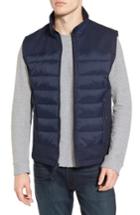 Men's Black Rivet Quilted Vest With Detachable Hooded Bib, Size - Blue