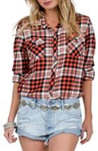 Women's Volcom Kindling Plaid Top