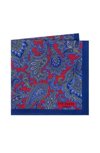 Men's Ted Baker London Paisley Wool Pocket Square, Size - Red