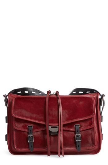 Rag & Bone Field Leather & Genuine Calf Hair Messenger Bag - Red