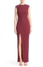 Women's Rachel Gilbert Hand Embellished Slit Front Column Gown