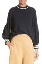 Women's Tibi Wool Puff Sleeve Pullover - Blue