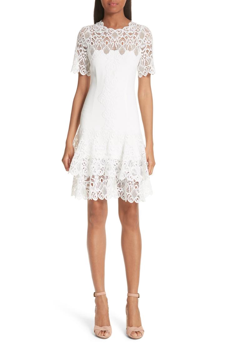 Women's Jonathan Simkhai Mixed Media Lace Mini Tee Dress
