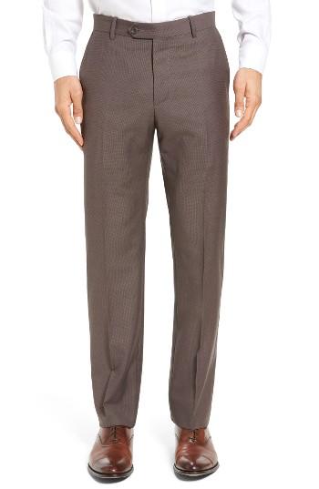 Men's John W. Nordstrom Flat Front Check Wool Trousers - Beige