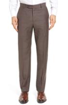 Men's John W. Nordstrom Flat Front Check Wool Trousers - Beige