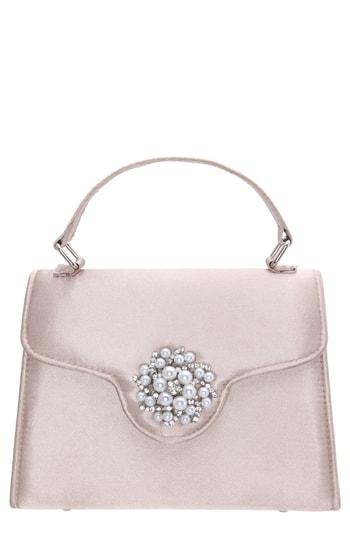 Nina Imitation Pearl Ornament Lady Bag - Beige
