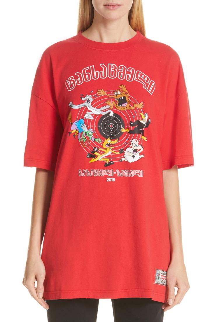 Women's Vetements Cartoon Print Tee - Red