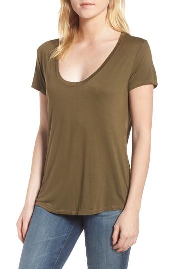 Women's Splendid Deep U-neck Tee - Green