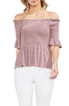 Women's Vince Camuto Off The Shoulder Striped Top, Size - Pink