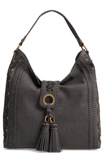 Elle & Jae Gypset Palomina Cutwork Faux Leather Hobo - Black