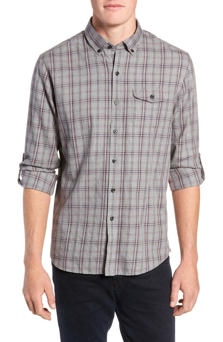 Men's Michael Bastian Flannel Twill Plaid Fit Sport Shirt