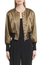 Women's 3.1 Phillip Lim Grommet & Faux Pearl Embellished Bomber Jacket