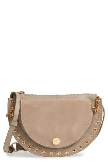 See By Chloe Kriss Leather & Suede Grommet Crossbody Bag - Grey
