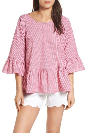 Women's Pleione Crisscross Drop Ruffle Top - Red