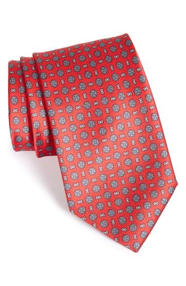 Men's Brioni Medallion Silk Tie, Size - Orange