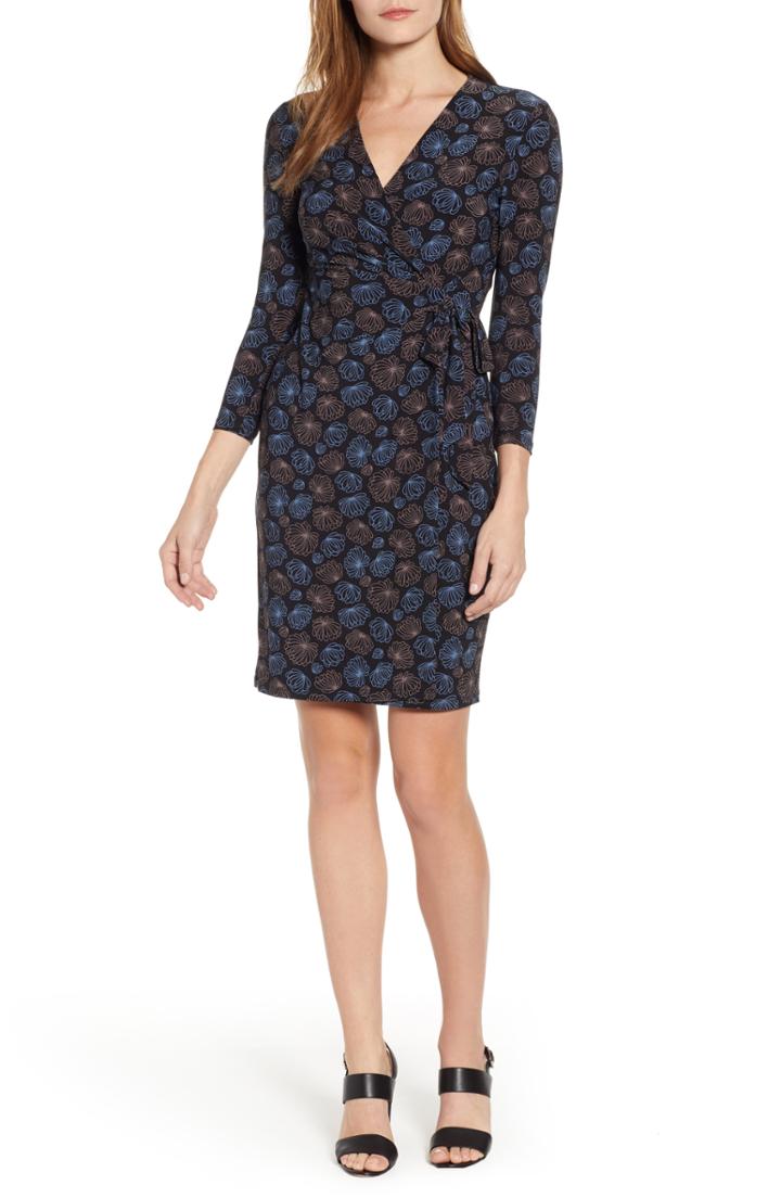 Women's Anne Klein Justine Faux Wrap Stretch Jersey Dress, Size - Black