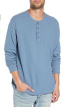 Men's Treasure & Bond Long Sleeve Crepe Henley, Size - Blue