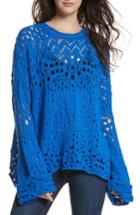 Women's Free People Traveling Lace Sweater - Blue