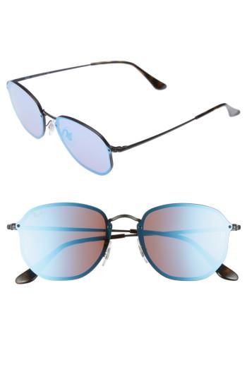 Women's Ray-ban 58mm Round Sunglasses - Shiny Black